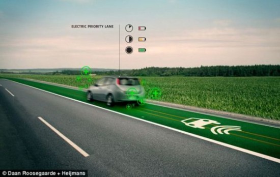 荷蘭未來的智能公路，能夠讓電動(dòng)汽車的駕駛者在行駛途中為汽車充電