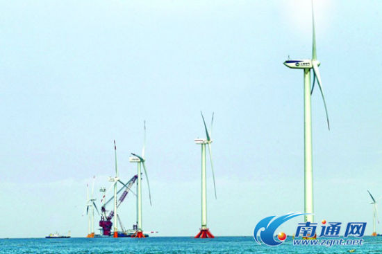 2011年12月27日拍攝的全國(guó)規(guī)模最大的海上風(fēng)電場(chǎng)。許叢軍 施惠慶 攝