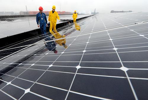 12月27日，紹興電力局工作人員正在巡查光伏電站。當(dāng)日，浙江向日葵集團(tuán)光伏電站并網(wǎng)發(fā)電，預(yù)計(jì)年發(fā)電量約為820萬(wàn)千瓦時(shí)。